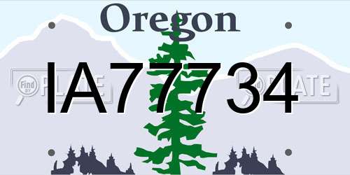 IA77734 Oregon License Plate