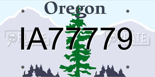 IA77779 Oregon License Plate