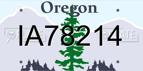 IA78214 Oregon License Plate