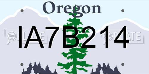 IA7B214 Oregon License Plate