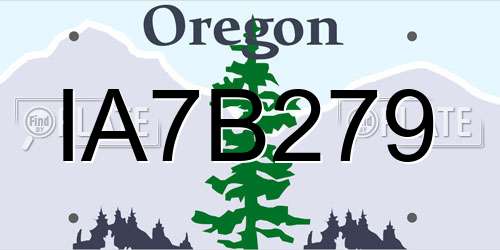 IA7B279 Oregon License Plate