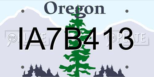 IA7B413 Oregon License Plate