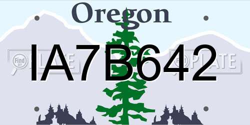 IA7B642 Oregon License Plate