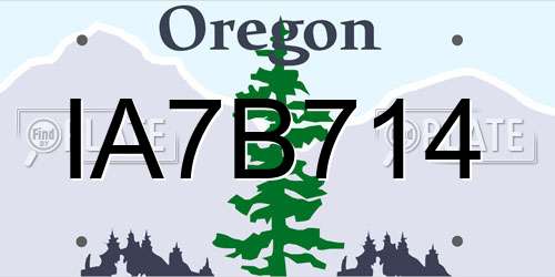 IA7B714 Oregon License Plate