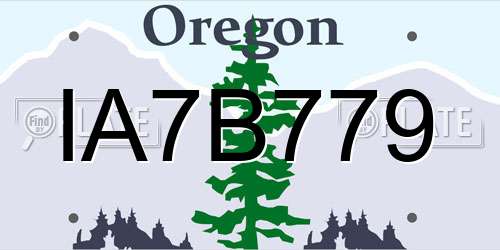 IA7B779 Oregon License Plate