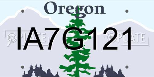 IA7G121 Oregon License Plate