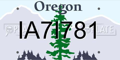 IA7I781 Oregon License Plate