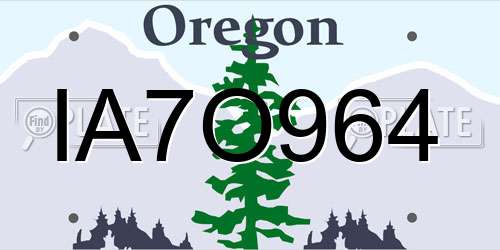 IA7O964 Oregon License Plate