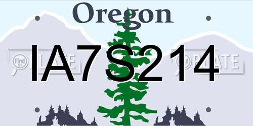 IA7S214 Oregon License Plate