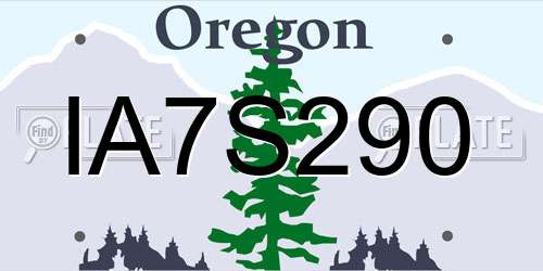 IA7S290 Oregon License Plate