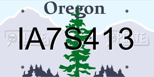 IA7S413 Oregon License Plate