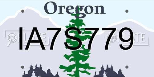 IA7S779 Oregon License Plate