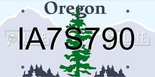 IA7S790 Oregon License Plate