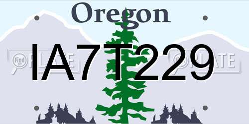 IA7T229 Oregon License Plate