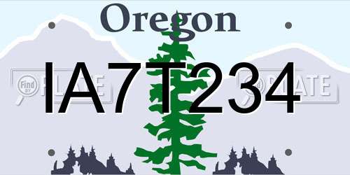 IA7T234 Oregon License Plate