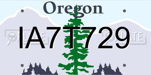 IA7T729 Oregon License Plate