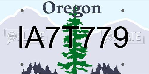IA7T779 Oregon License Plate