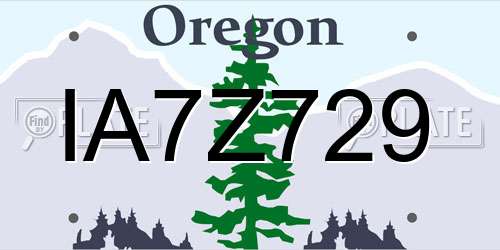 IA7Z729 Oregon License Plate