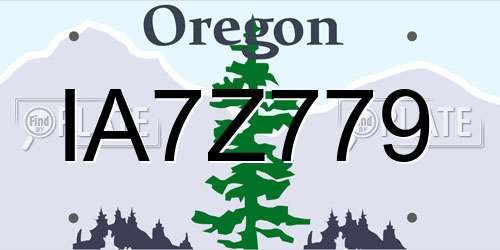 IA7Z779 Oregon License Plate
