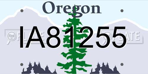 IA81255 Oregon License Plate