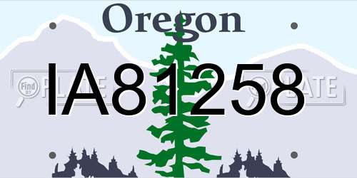 IA81258 Oregon License Plate