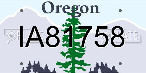 IA81758 Oregon License Plate