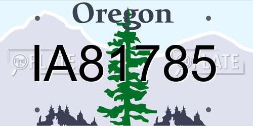 IA81785 Oregon License Plate