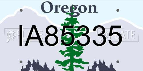 IA85335 Oregon License Plate