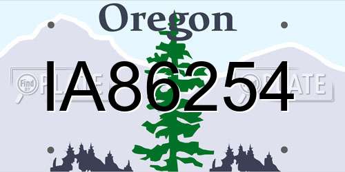 IA86254 Oregon License Plate
