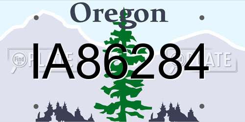 IA86284 Oregon License Plate