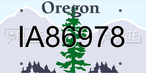 IA86978 Oregon License Plate
