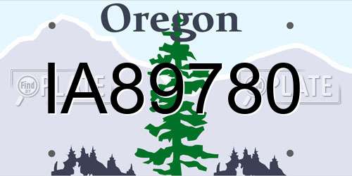 IA89780 Oregon License Plate