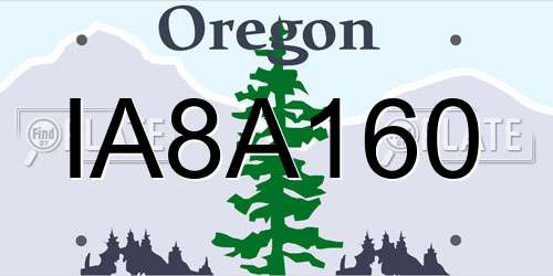 IA8A160 Oregon License Plate