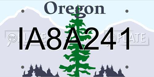 IA8A241 Oregon License Plate