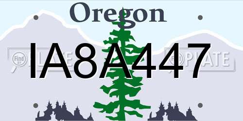 IA8A447 Oregon License Plate