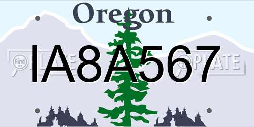 IA8A567 Oregon License Plate