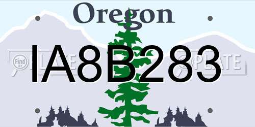 IA8B283 Oregon License Plate