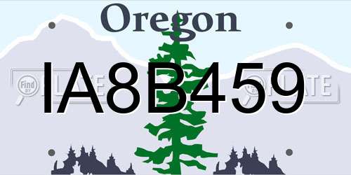 IA8B459 Oregon License Plate