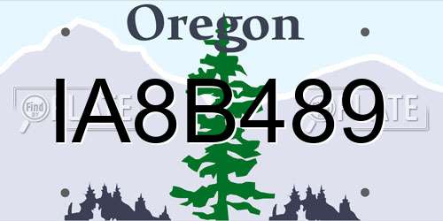 IA8B489 Oregon License Plate