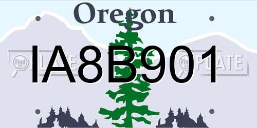 IA8B901 Oregon License Plate