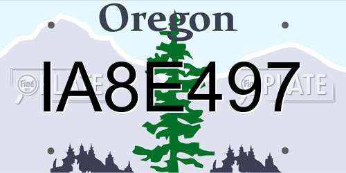 IA8E497 Oregon License Plate