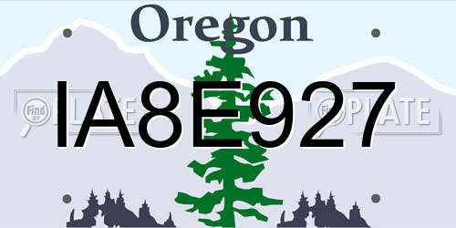 IA8E927 Oregon License Plate