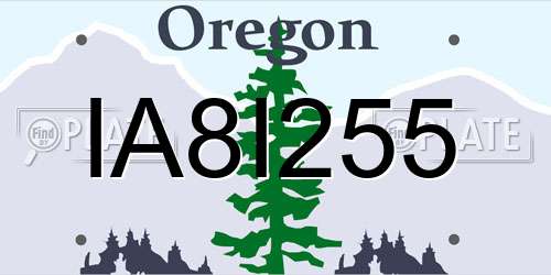 IA8I255 Oregon License Plate