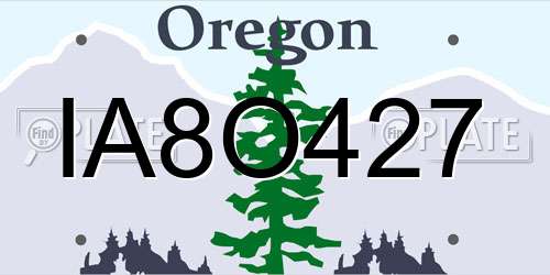 IA8O427 Oregon License Plate