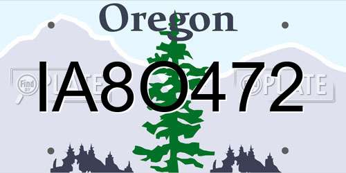 IA8O472 Oregon License Plate