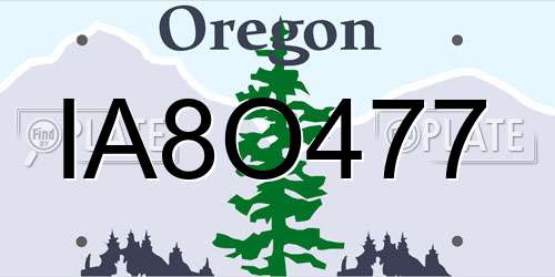 IA8O477 Oregon License Plate