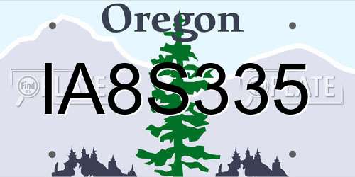 IA8S335 Oregon License Plate