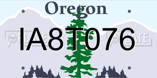 IA8T076 Oregon License Plate