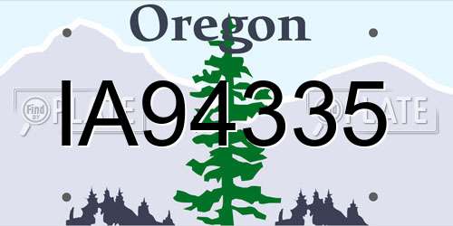 IA94335 Oregon License Plate
