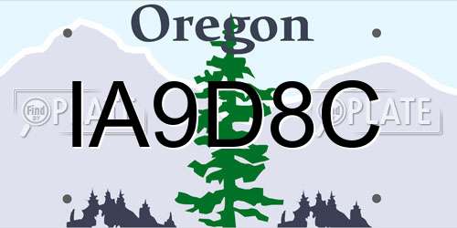 IA9D8C Oregon License Plate